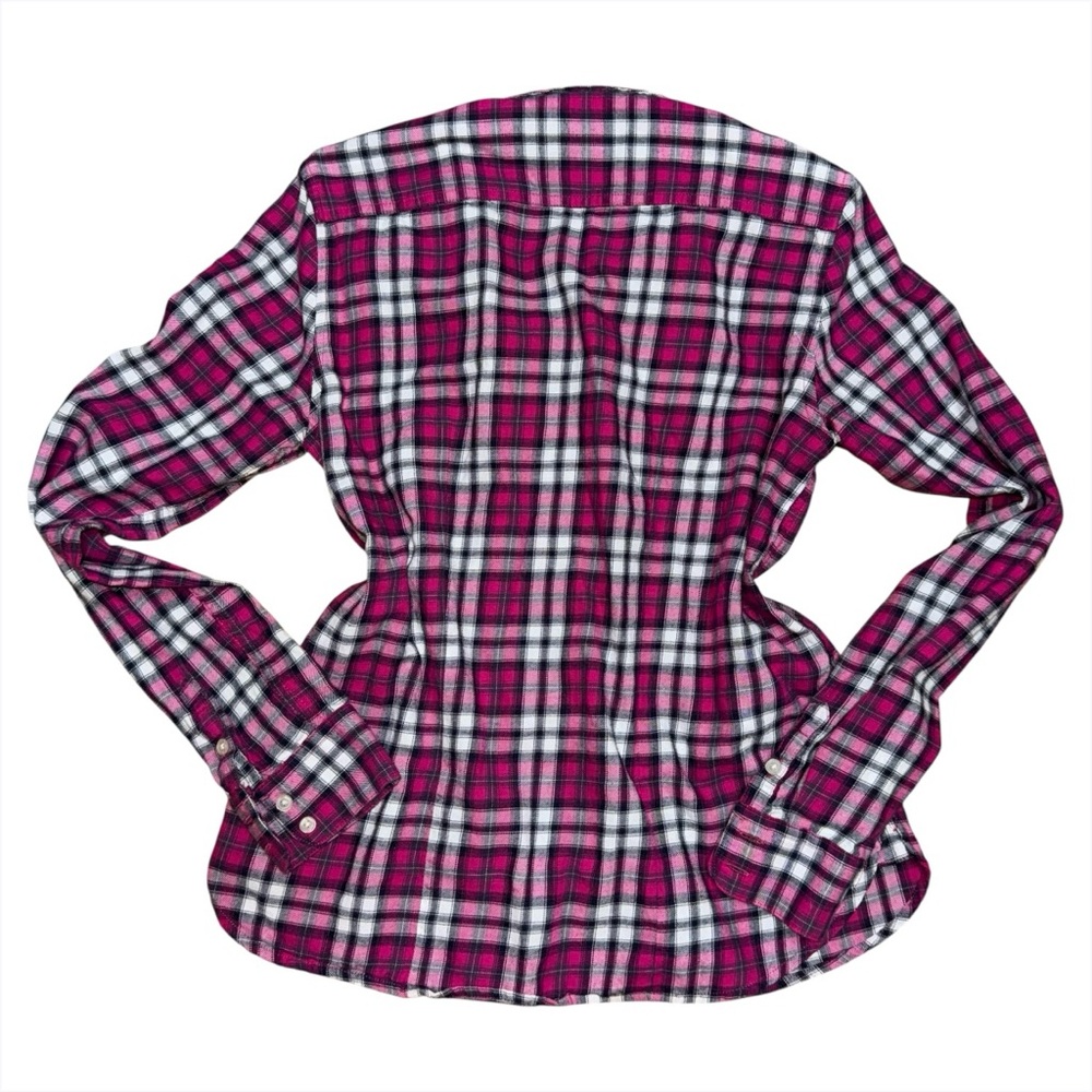 Y2K American Eagle Pink Plaid Button Down Long Sleeve Shirt Women’s Small Cotton - Picture 5 of 10